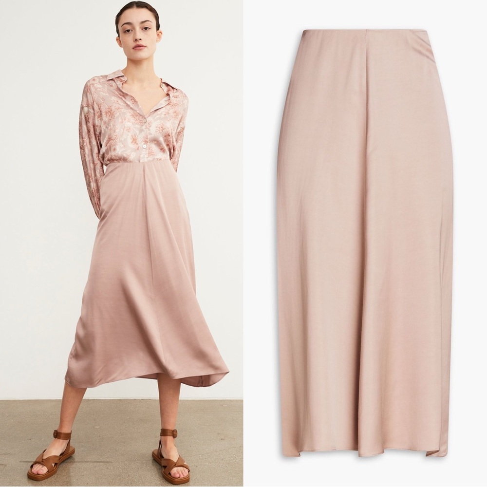 NWT Vince Draped Pleat Skirt in Blush/Lotus Shell Size 6